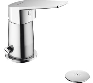 Single lever bidet mixer with diverter